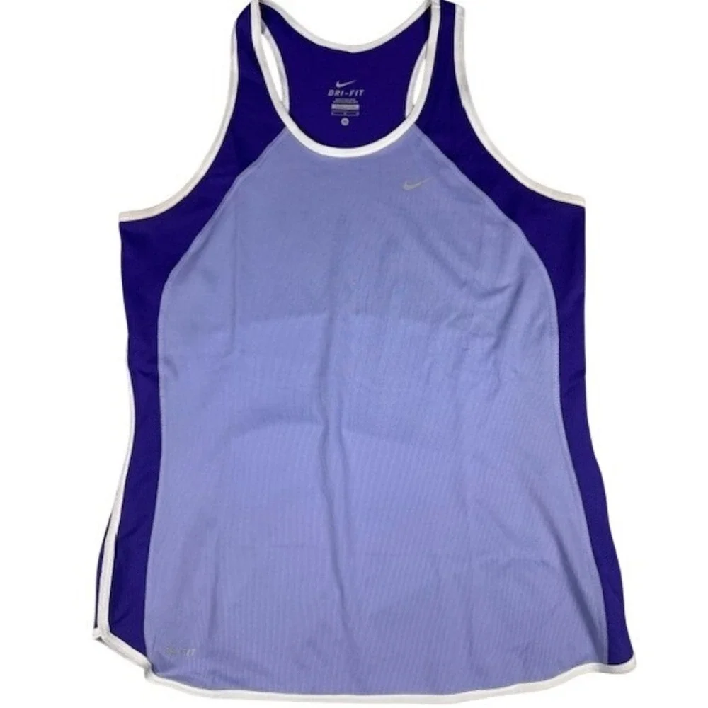 Nike Tank Top Womens M Dri-FIT Racerback Purple Colorblock‎ Athletic Workout